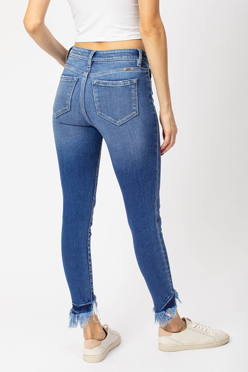 Gemma High Rise Frayed Ankle Skinny Jeans ~ Denim