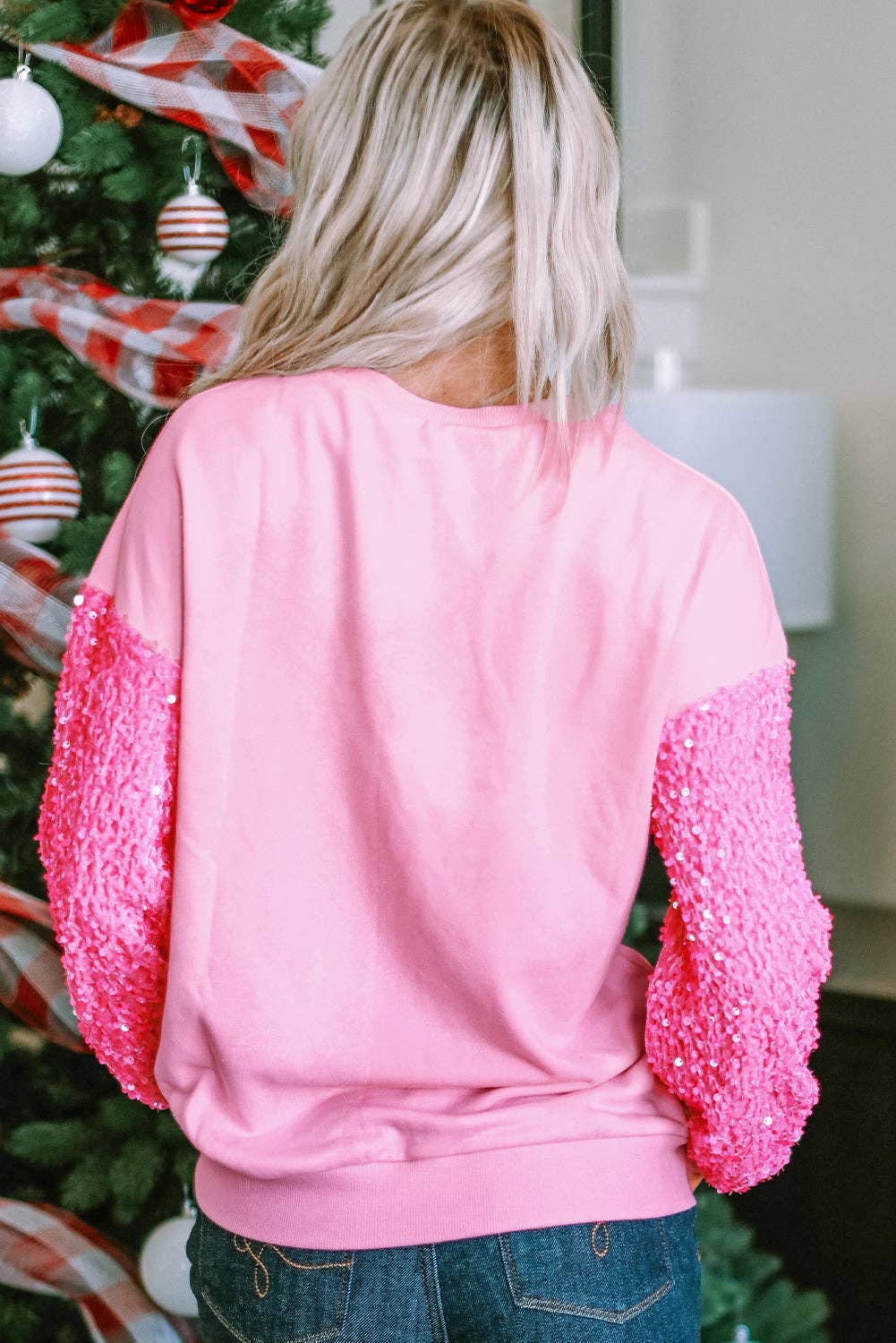 Sassy Pink Sequin Pullover ~ Pink