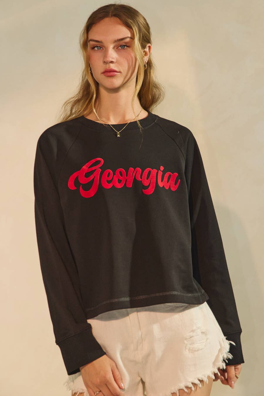 Georgia Cropped State Logo Sweatshirt ~ Black