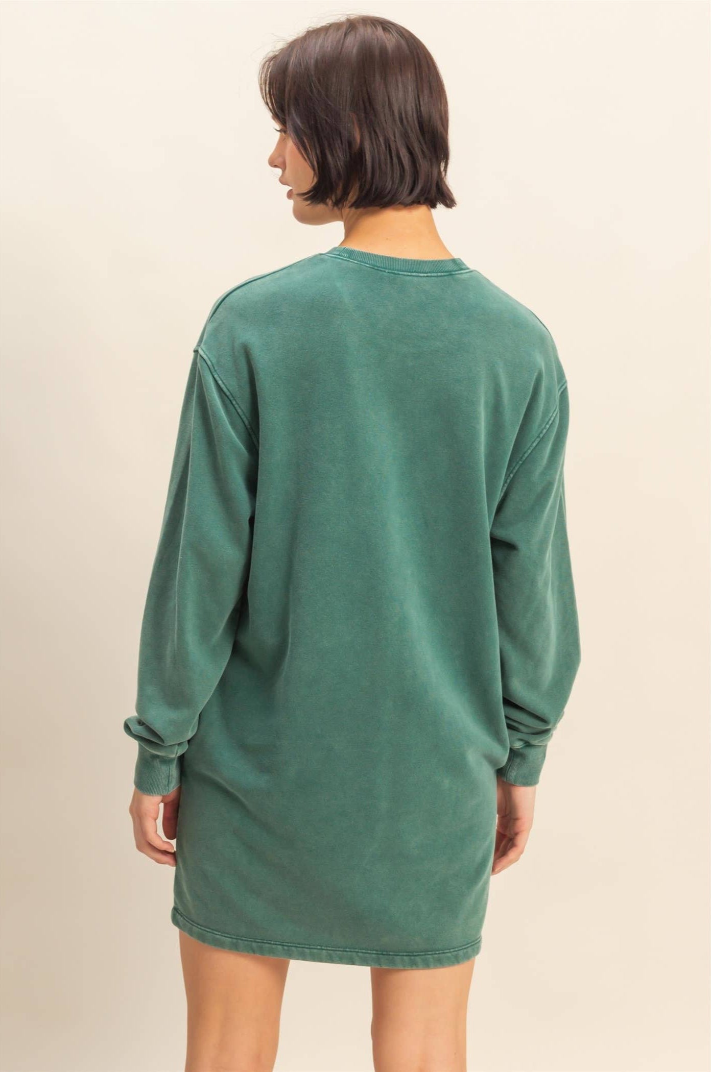 Mickie Mineral Washed Sweatshirt Dress ~ Dark Green