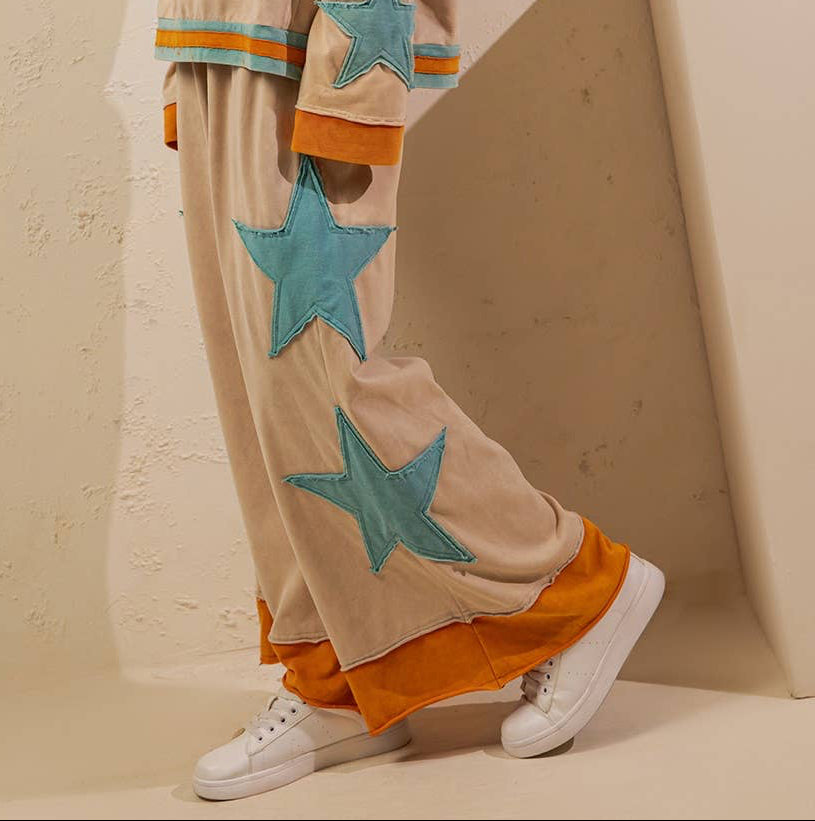 Stardust French Terry Star Pants ~ Sand/Green