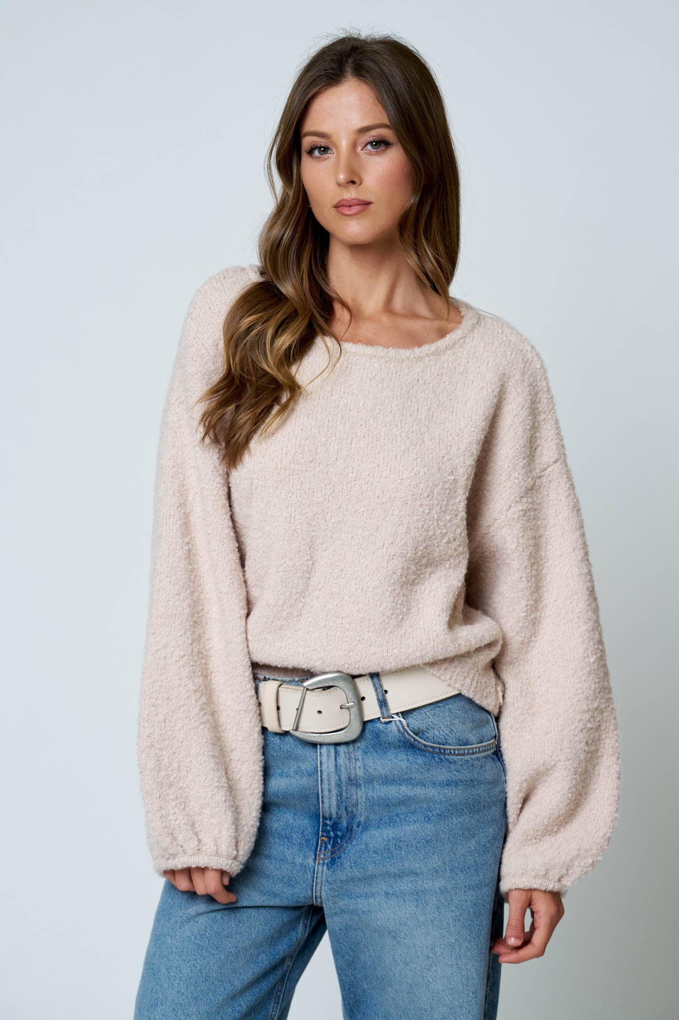 Finley Fuzzy Knit Pullover Sweater ~ Natural