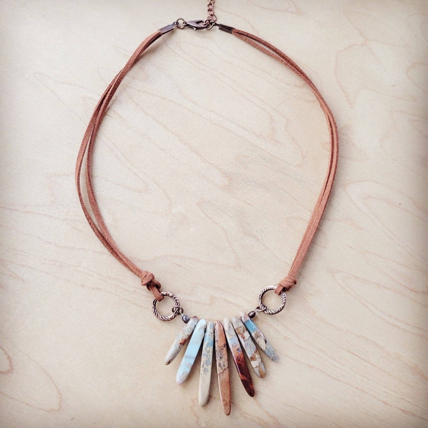 Aqua Terra Stone Slab Leather Cord Necklace
