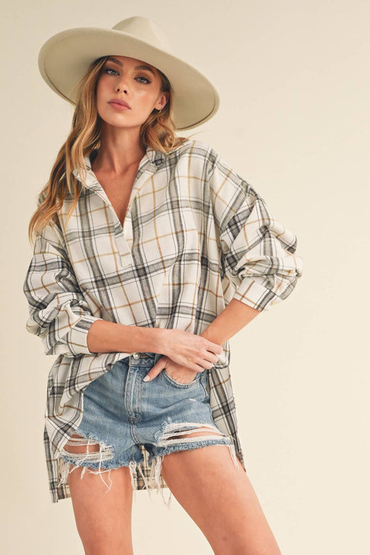 Tamra Plaid Shirt ~ Oatmeal