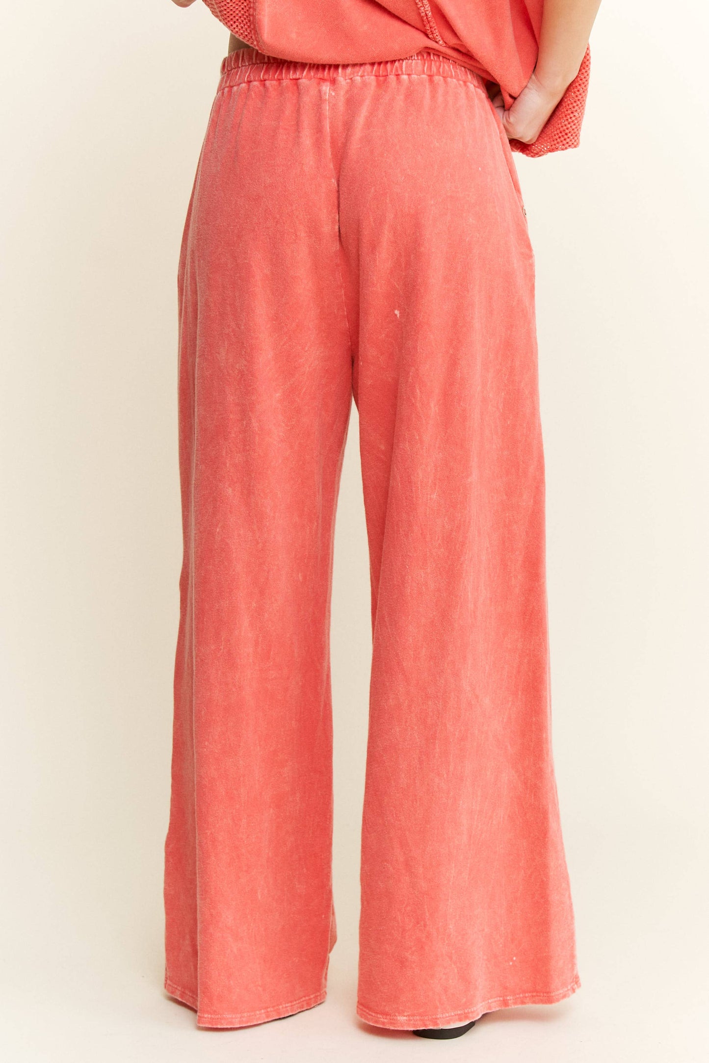 Millie Mineral Wash Mesh Star Pants ~ Orange Red