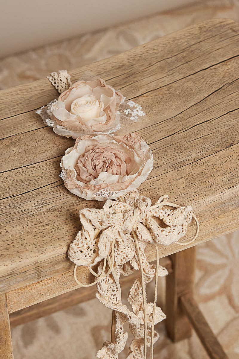 Handmade Crochet Flower Casual Layering Belt ~ Cream