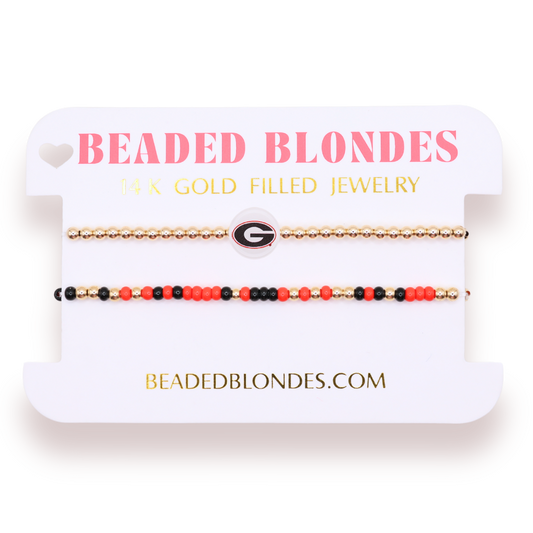 Georgia/Bulldogs Logo + Sprinkle Bracelet Stack