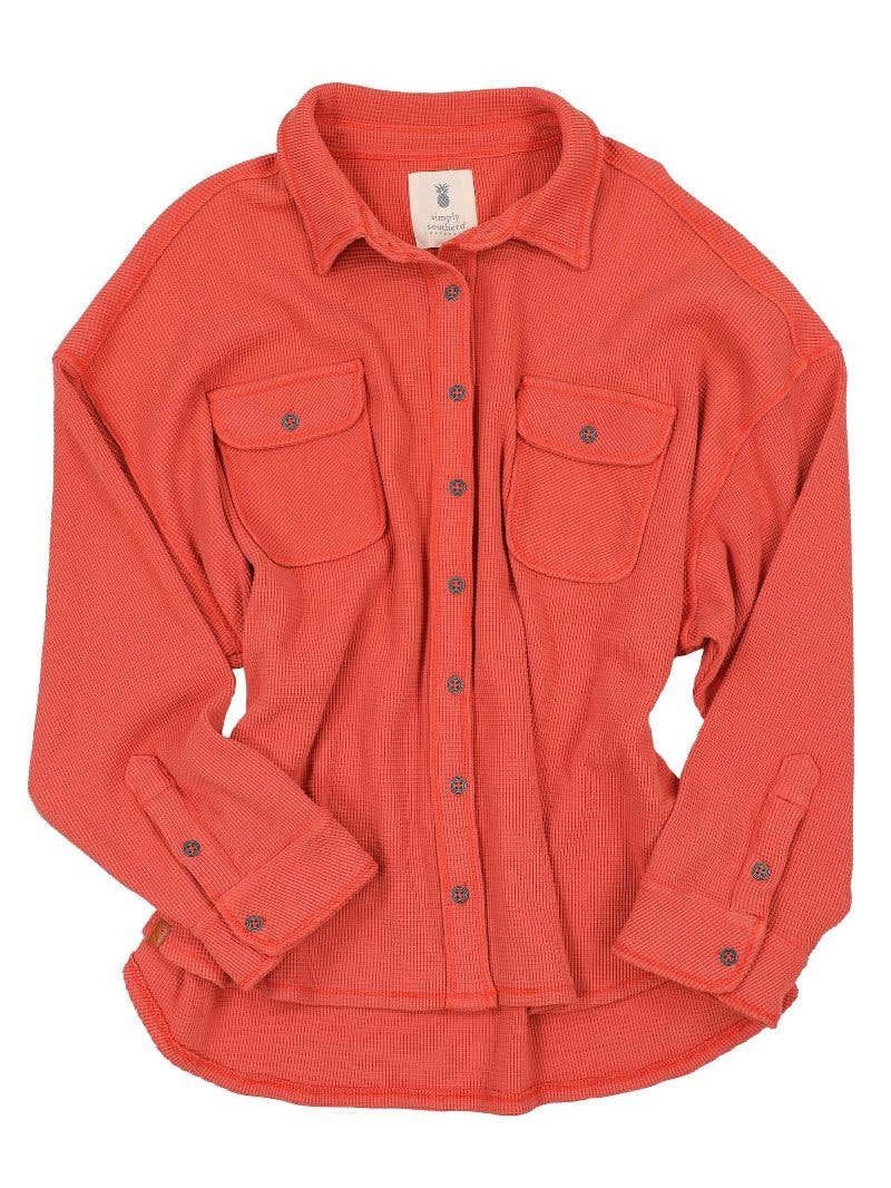 Simply Southern Waffle Knit Shacket ~ Rust