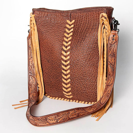 Western Genuine Leather & Fringe Crossbody Bag