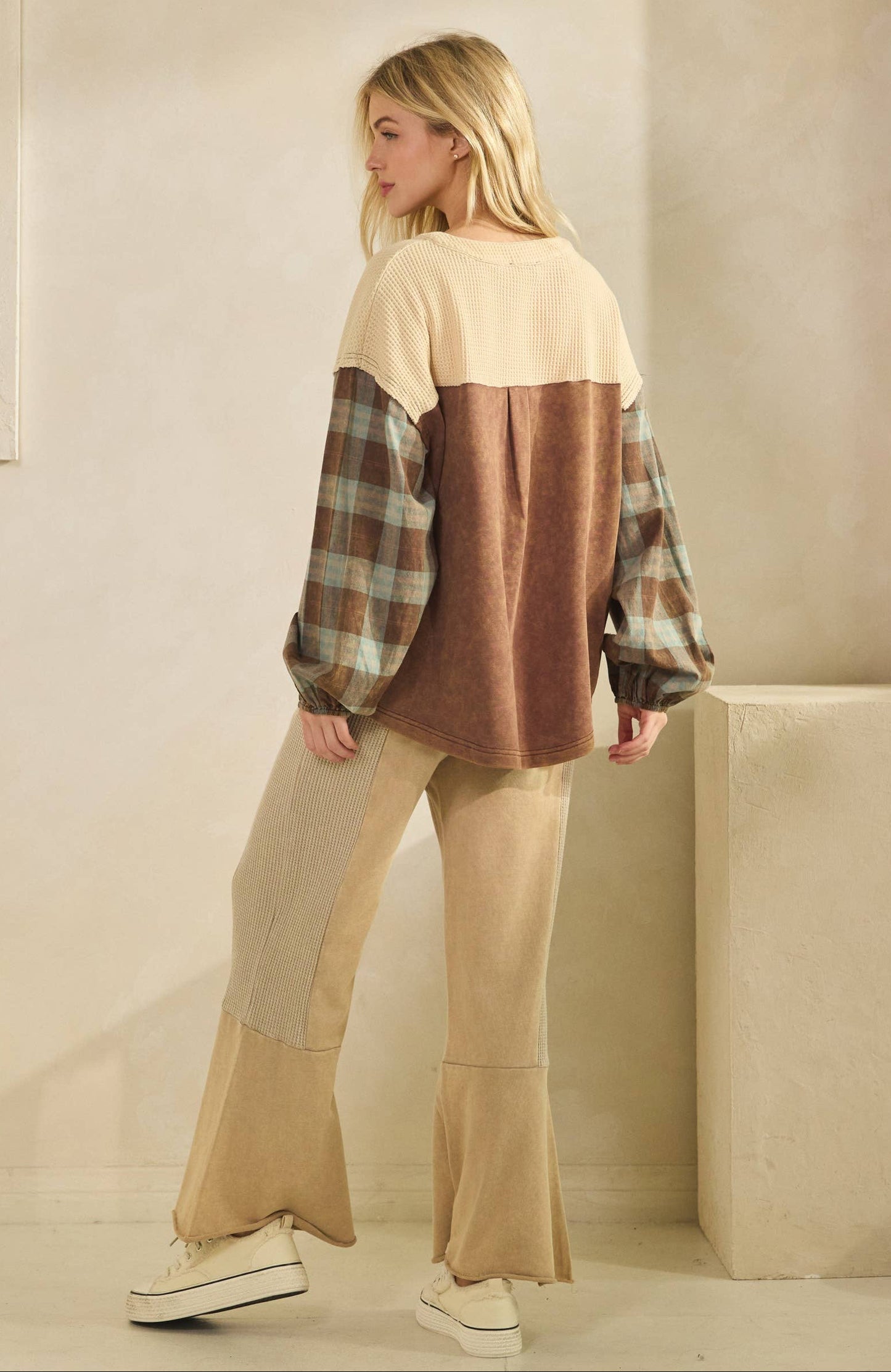 Campfire Flannel Contrast  Pullover ~ Brown