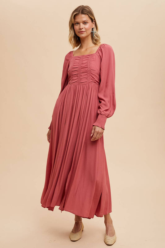 Cressida Square Neck Maxi Dress ~ Desert Rose