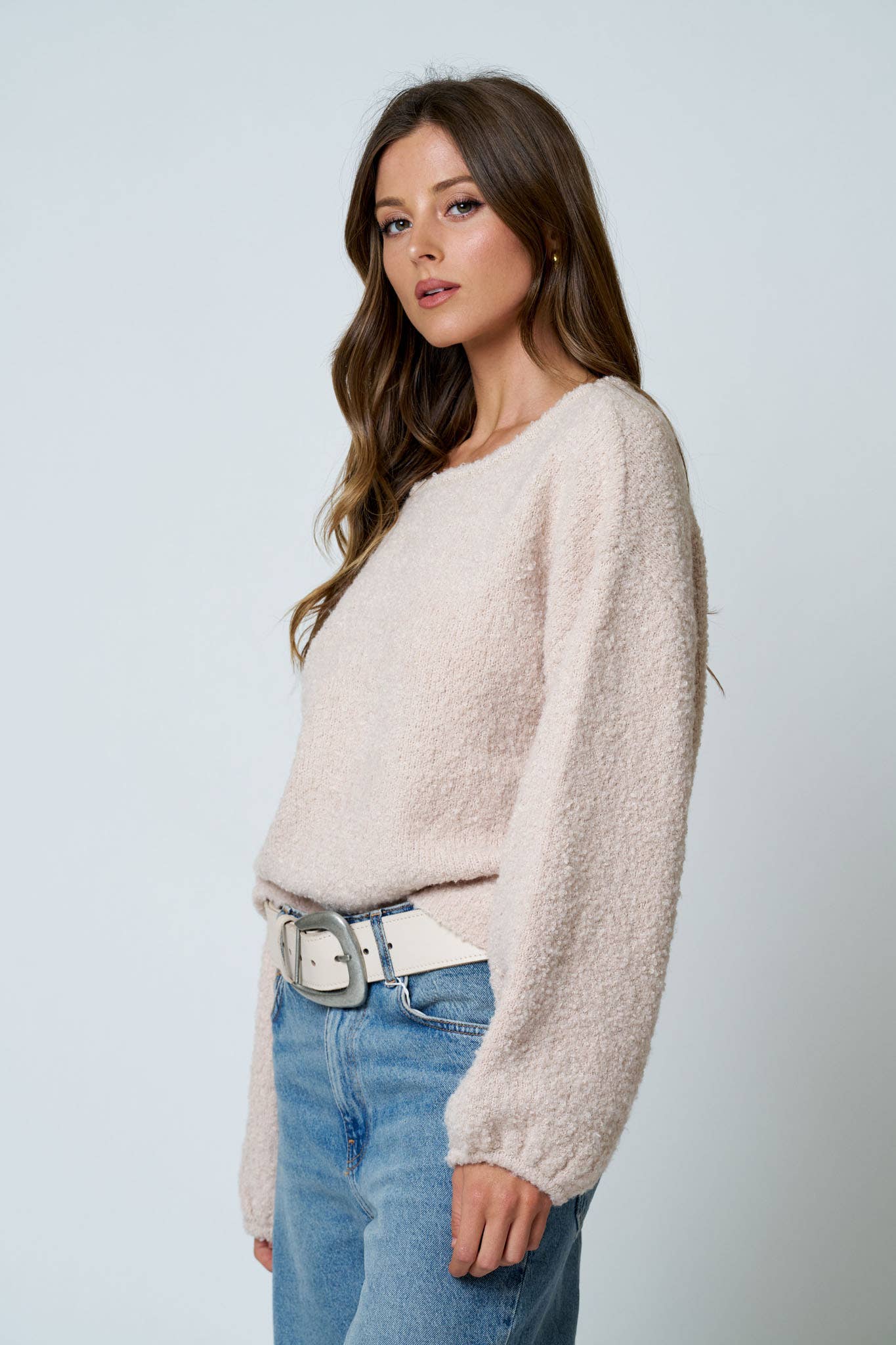 Finley Fuzzy Knit Pullover Sweater ~ Natural