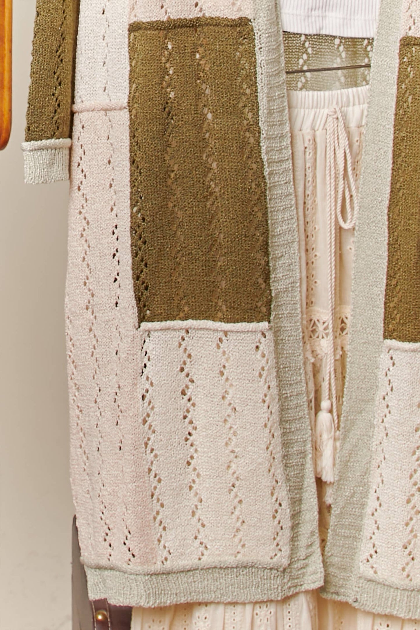 Fiona Color Block Patch Pocket Cardigan ~ Olive