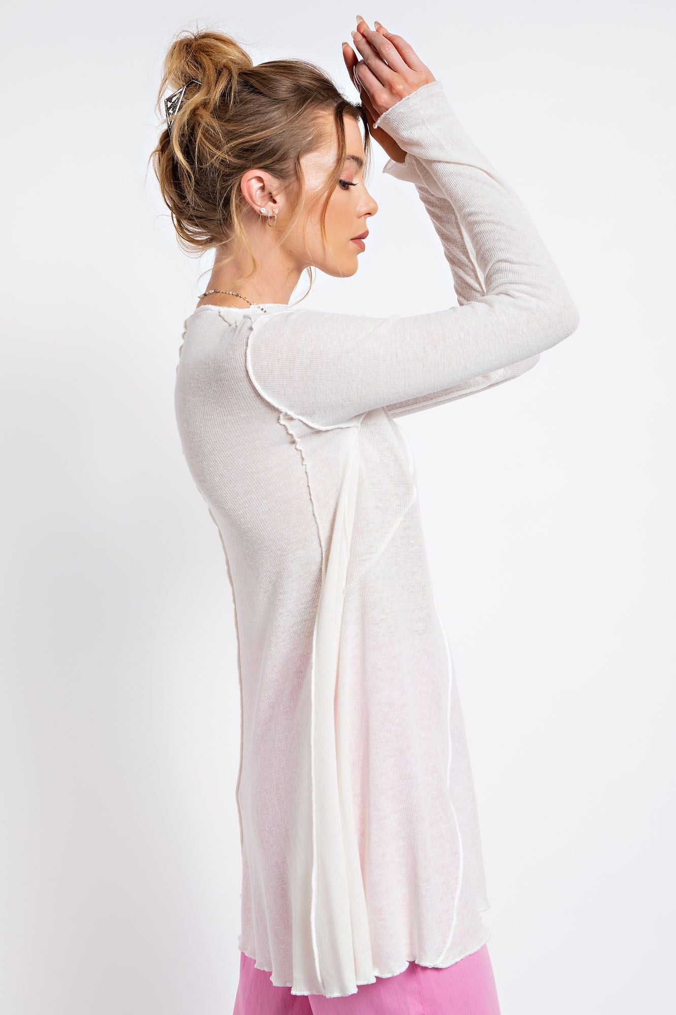 Elodie Rib Outseam Tunic ~ Ivory