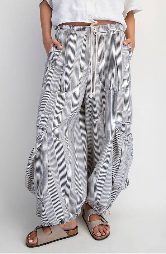 Lucia Low-Rise Parachute Pants ~ Natural/Denim