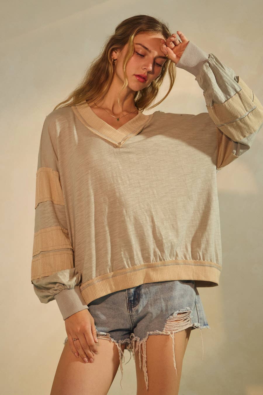 Sandy V-neck Pullover ~ Sage Grey
