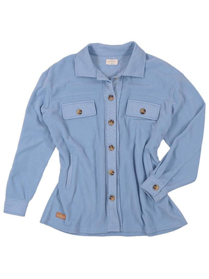 Simply Southern Fleece Shacket ~ Sky Blue