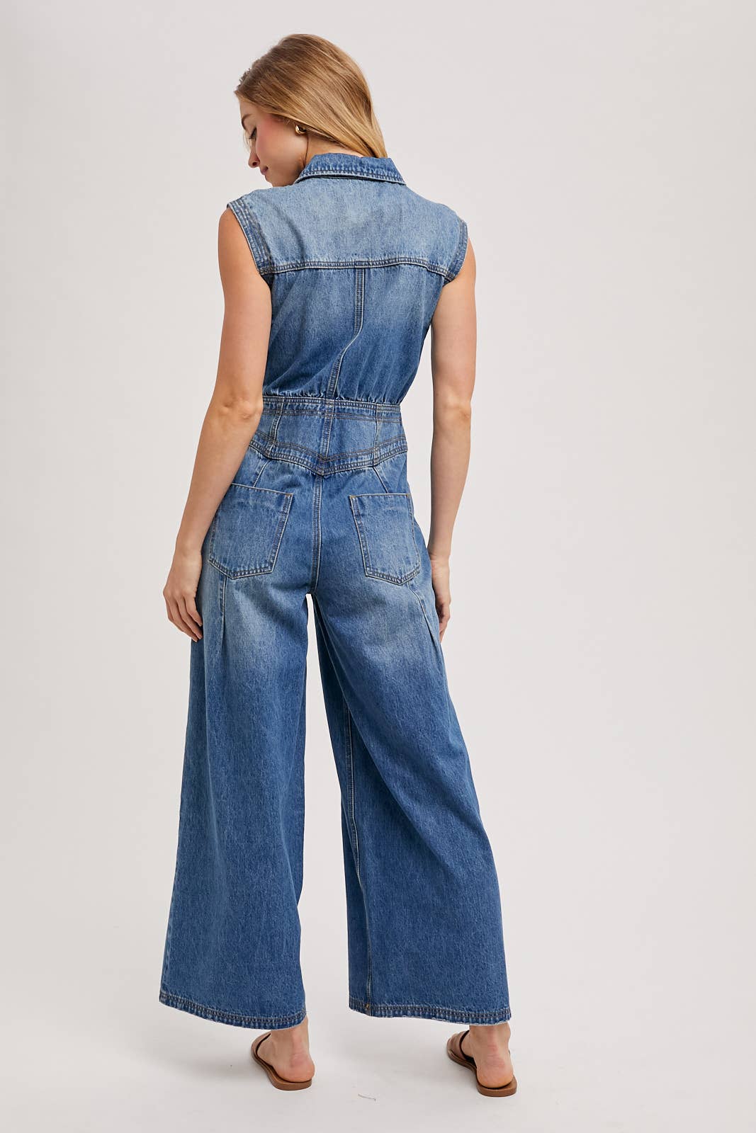 Maddie Sleeveless Jumpsuit ~ Light Denim
