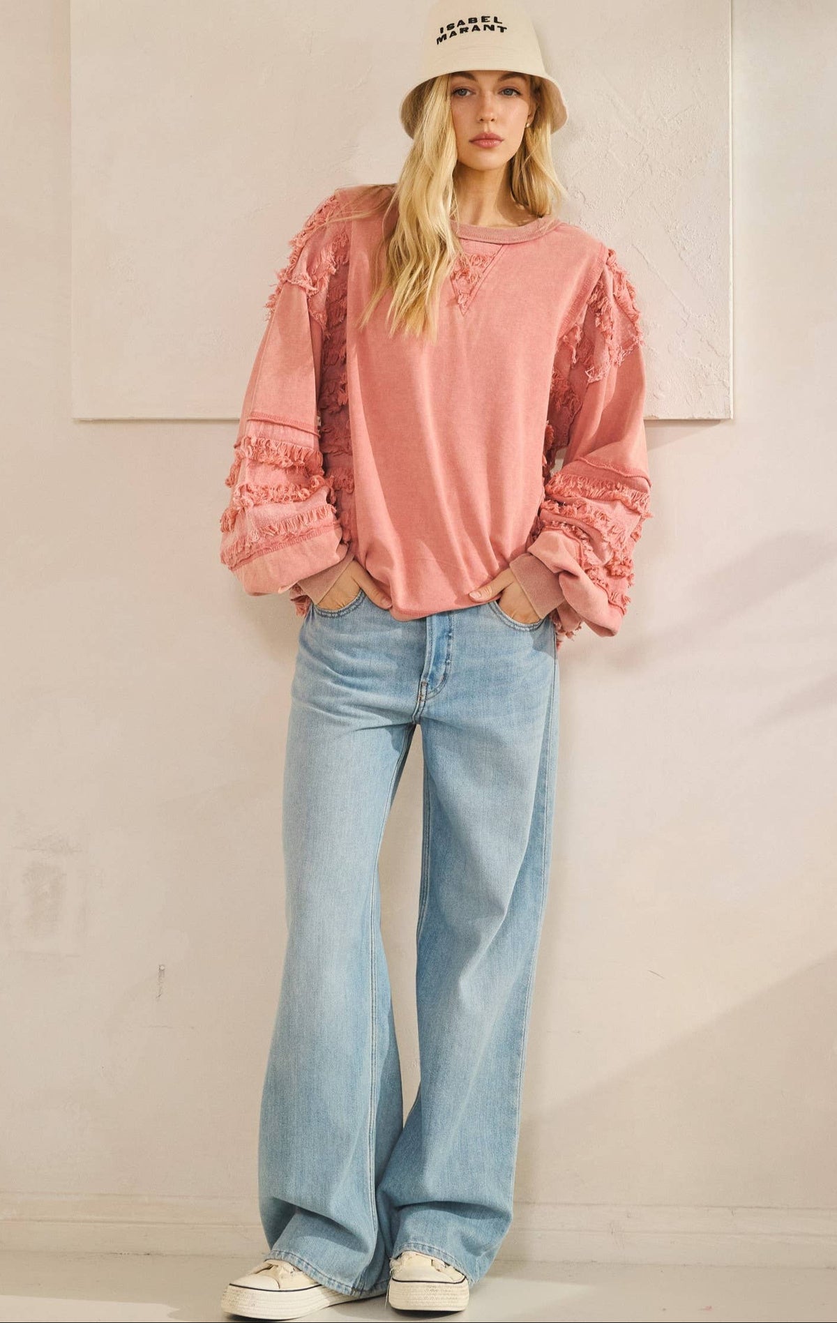 Presley Fringe Bloom Pullover ~ Mauve