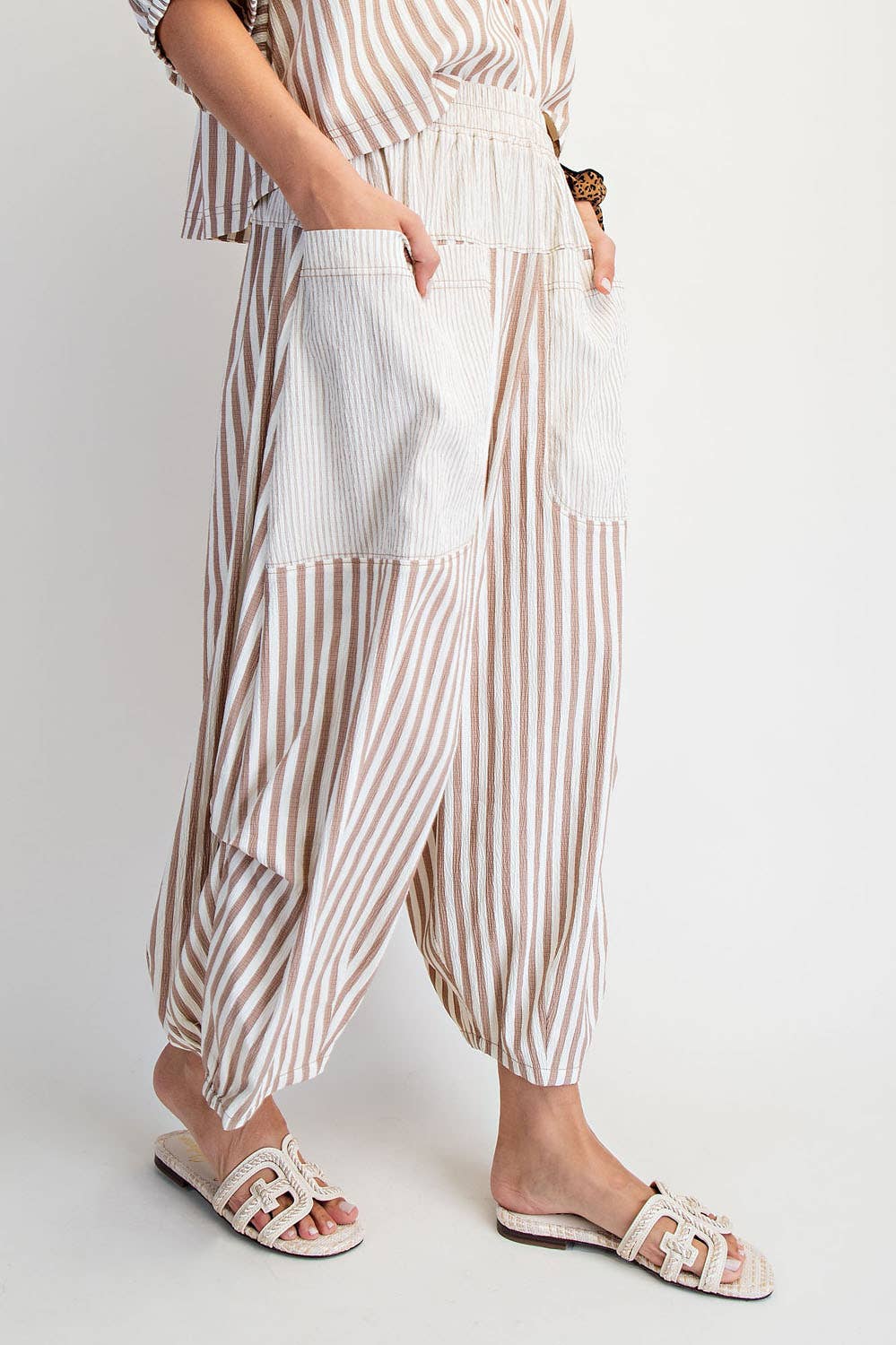 Blair Striped Cropped Pants ~ Mocha Mousse