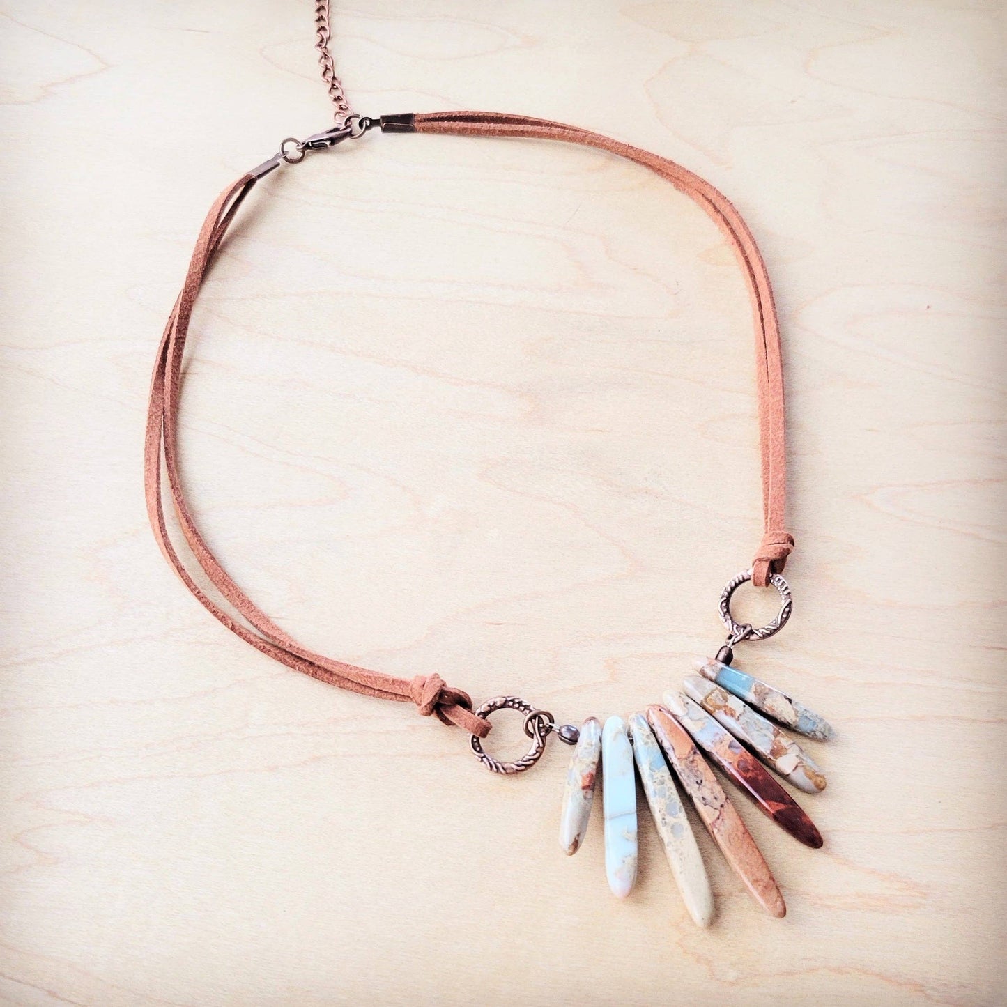 Aqua Terra Stone Slab Leather Cord Necklace