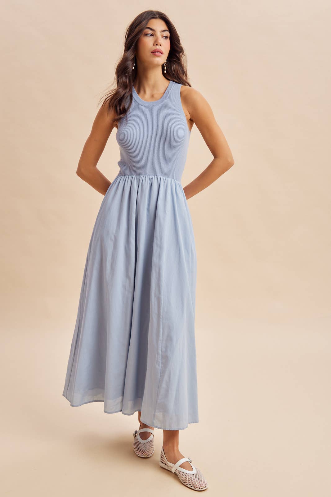 Rosalie Tank Midi Dress ~ Blue Aura