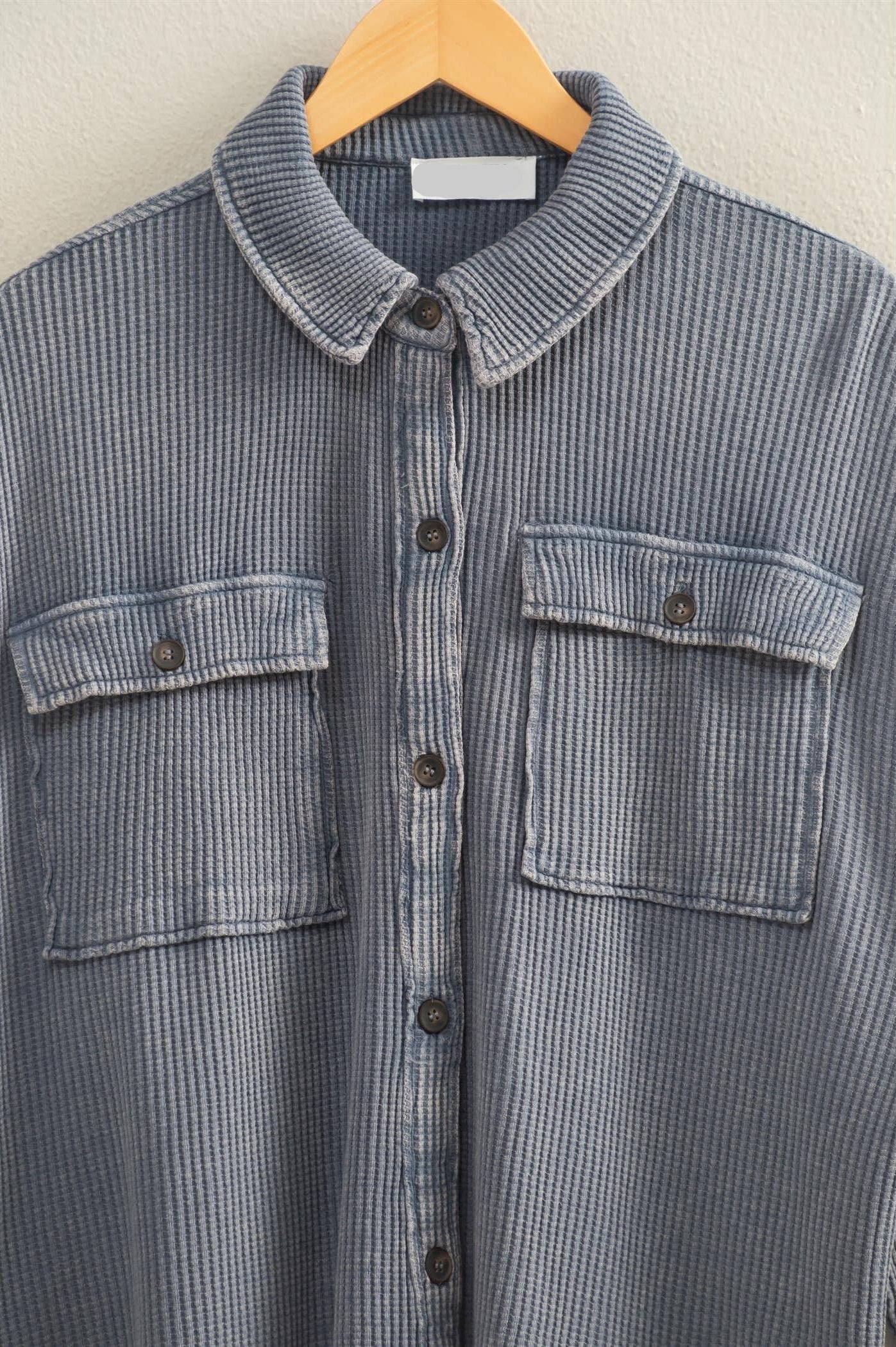 Oakley Mineral Washed Waffle Shacket ~ Chestnut