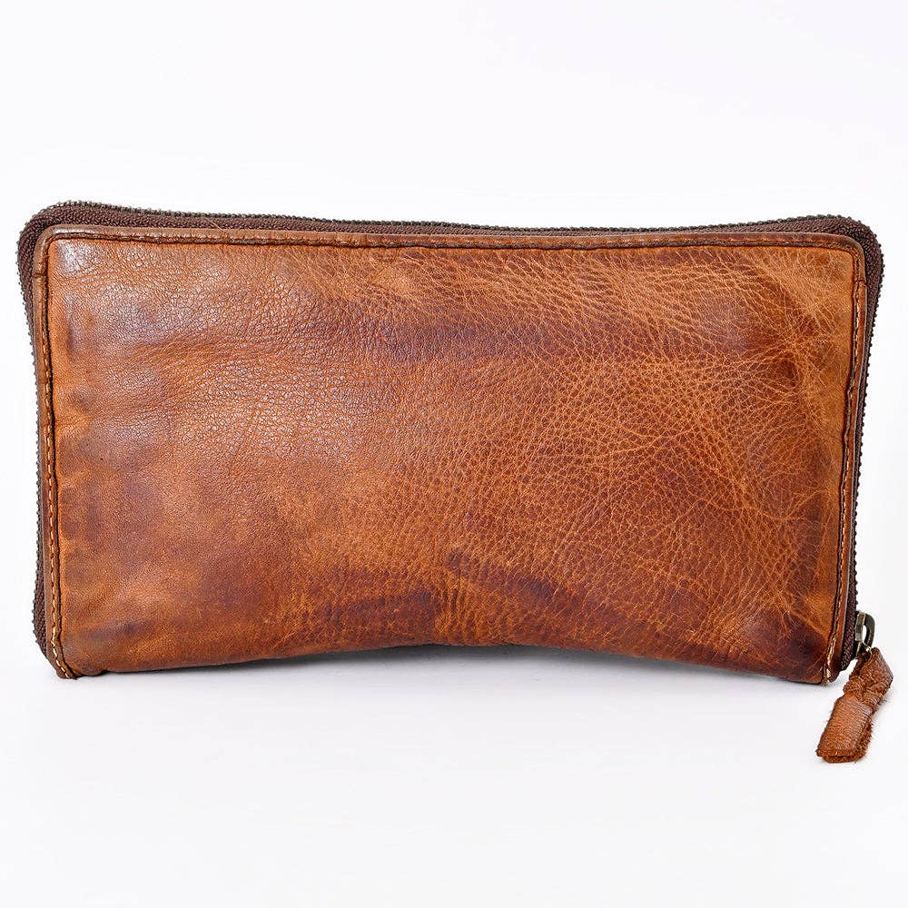 Genuine Leather Zip Around Wallet