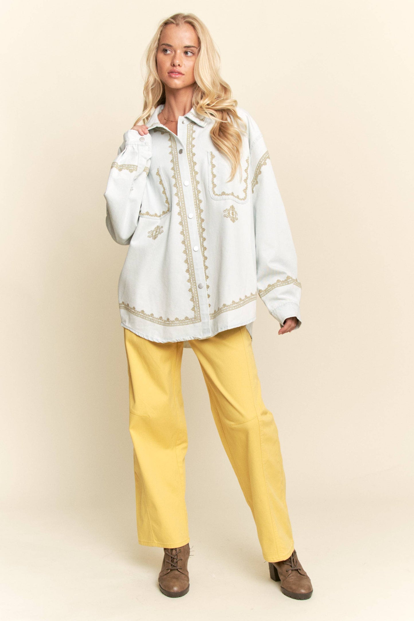 Laniey Soft Wash Denim Shirt Jacket ~ Light Wash