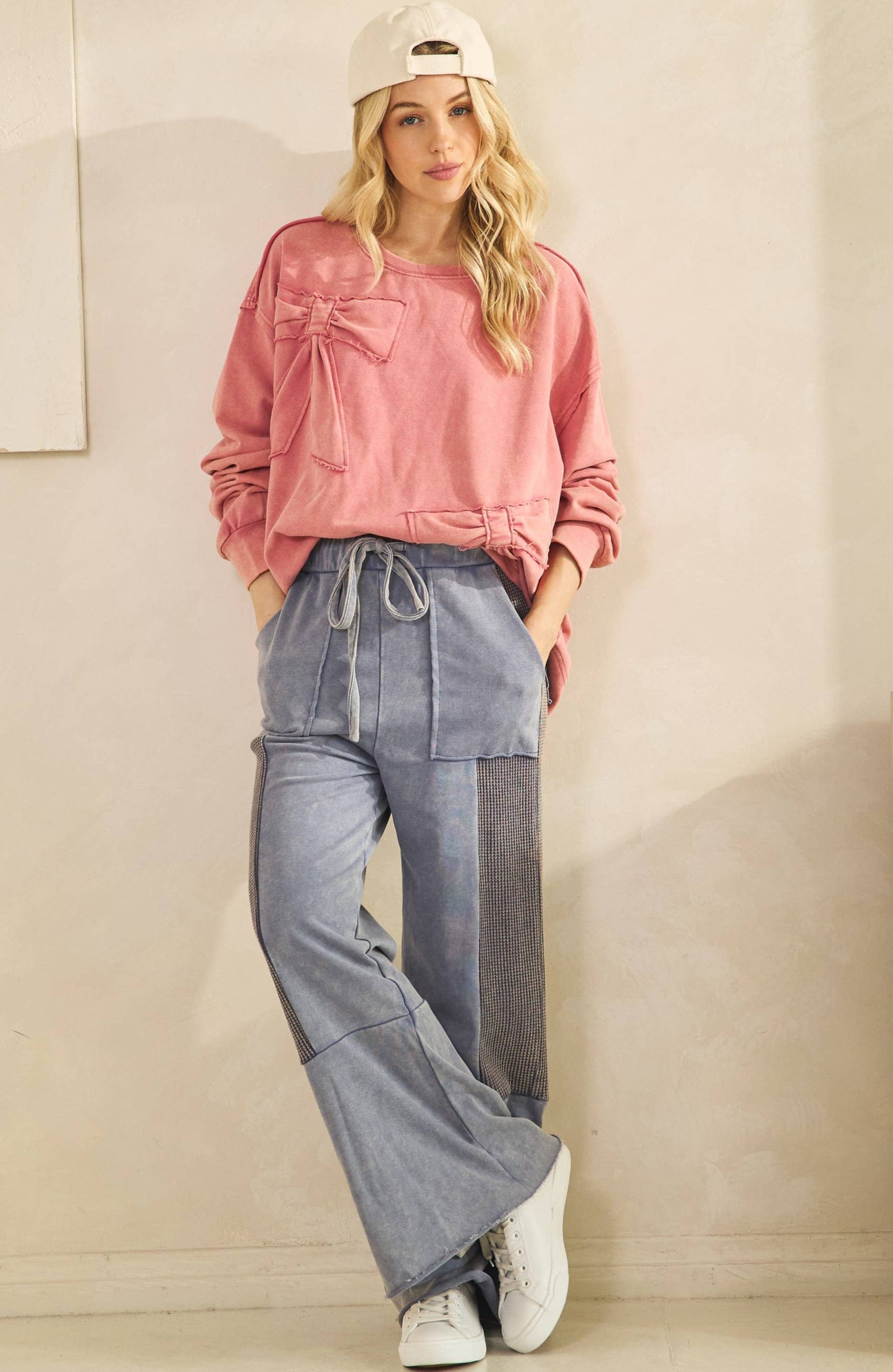 Flora French Terry Bow Pullover ~ Mauve