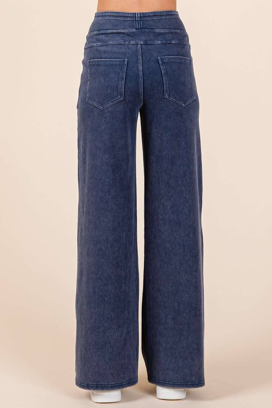 Patty Pull On Wide Leg Pants ~ Washed Denim