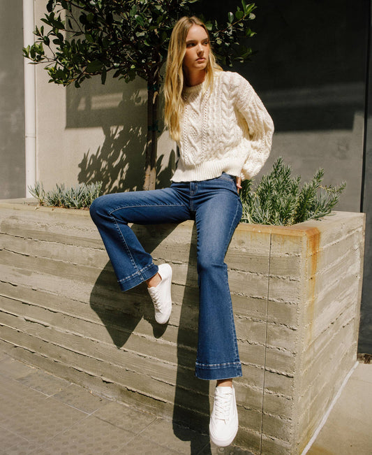 Peyton High Rise Trouser Hem Bootcut Jeans ~ Dark Denim