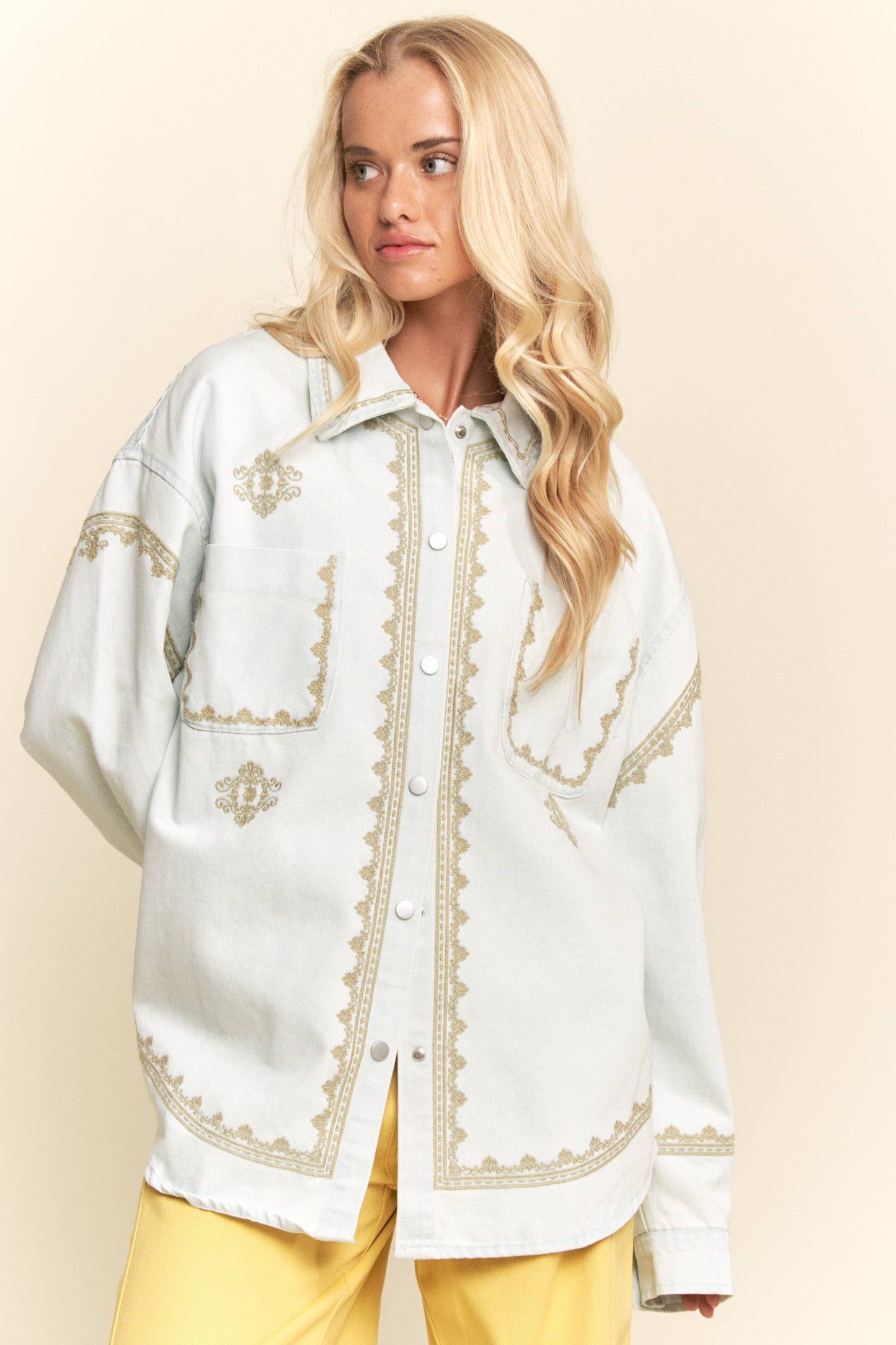 Laniey Soft Wash Denim Shirt Jacket ~ Light Wash