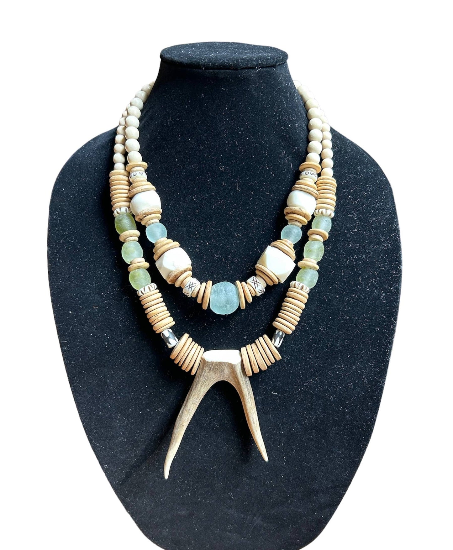 Deer Antler Wooden Beaded Necklace