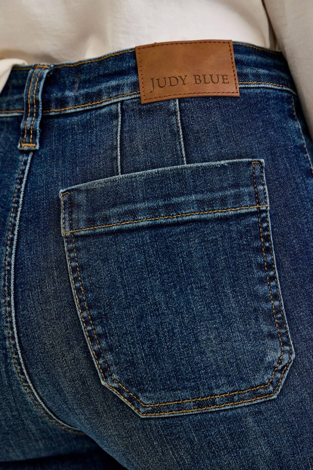 Judy Blue HW Wide Crop Utility & Patch Pocket ~ Dark Denim