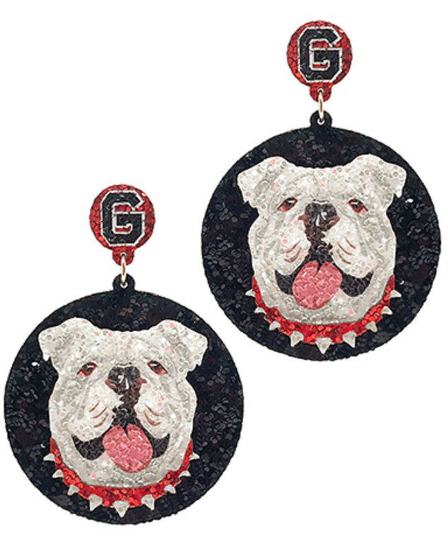 Glitter Bulldog Disc Earring