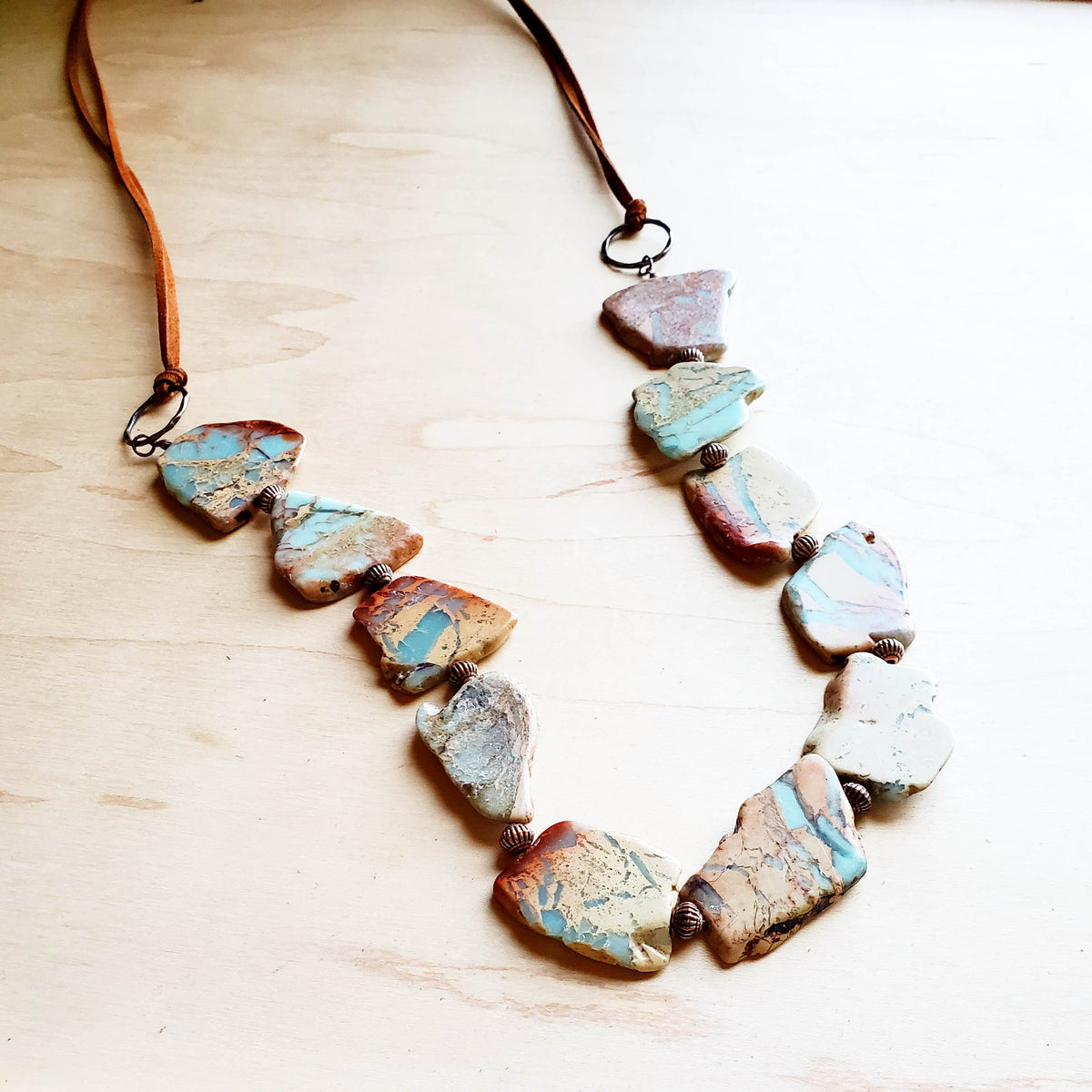 Genuine Aqua Terra Beaded Slab Necklace