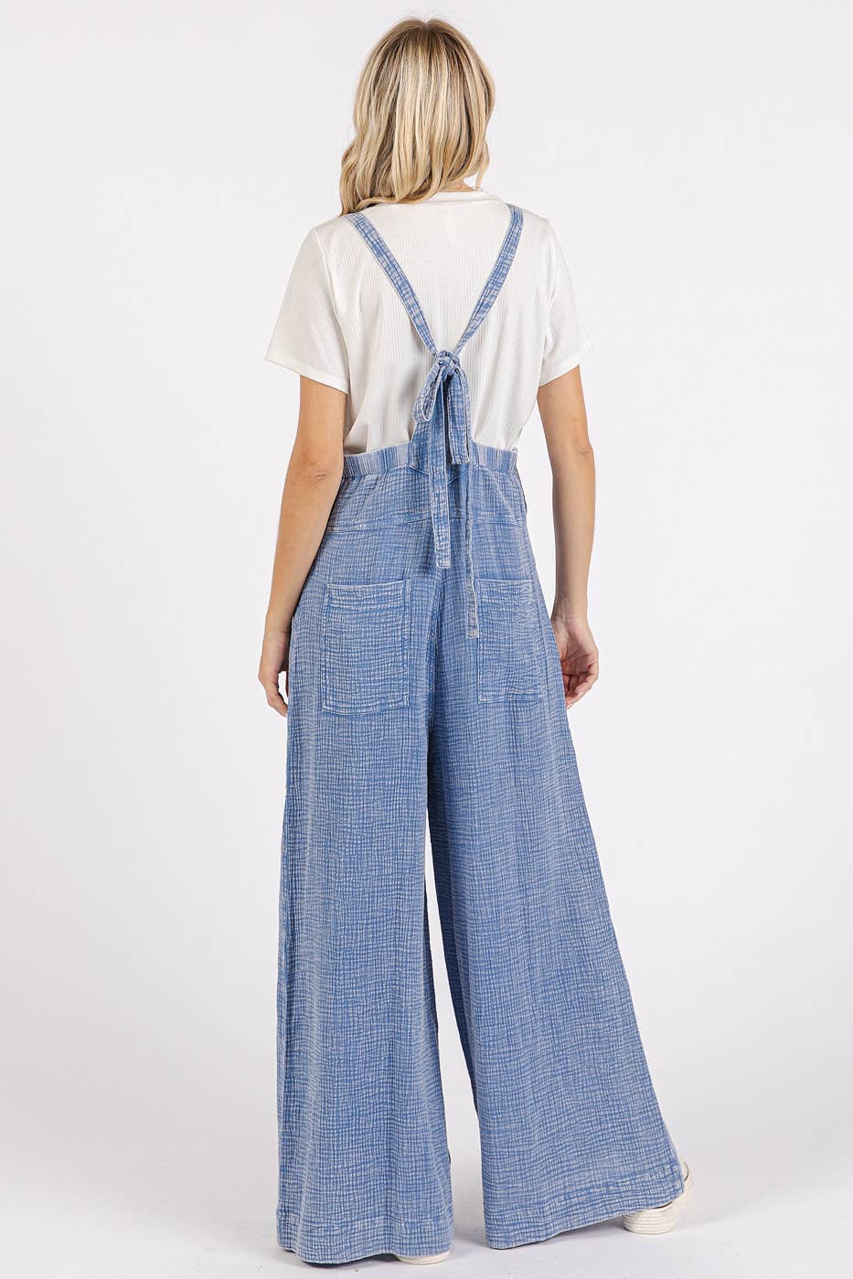 Massie Mineral Washed Wide Leg Jumpsuit ~ Denim Blue