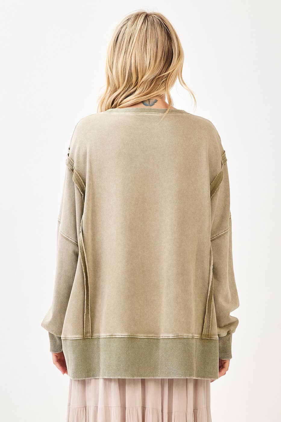 Parker Peace Sign Patch Mineral Wash Pullover ~ Olive