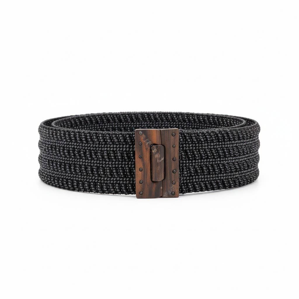 Stretchable Boho Chic Glass Beaded Belt with Wooden Buckle