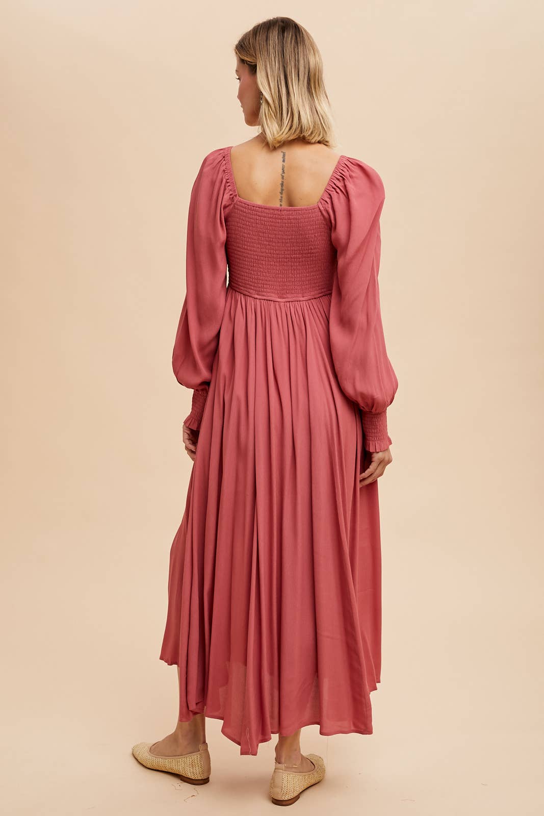 Cressida Square Neck Maxi Dress ~ Desert Rose