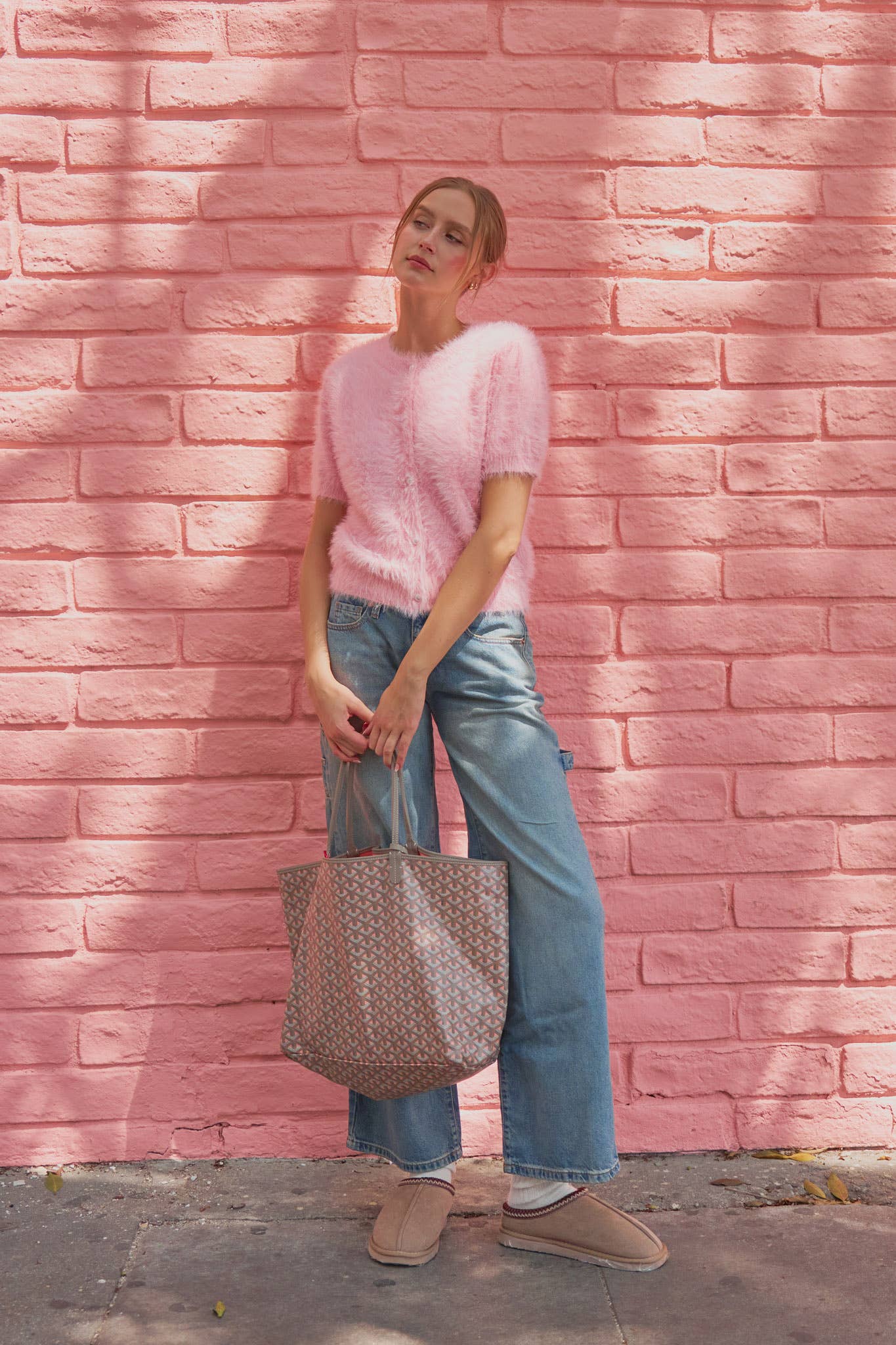 Maddie Mohair Knit Sweater Cardigan ~ Flamingo