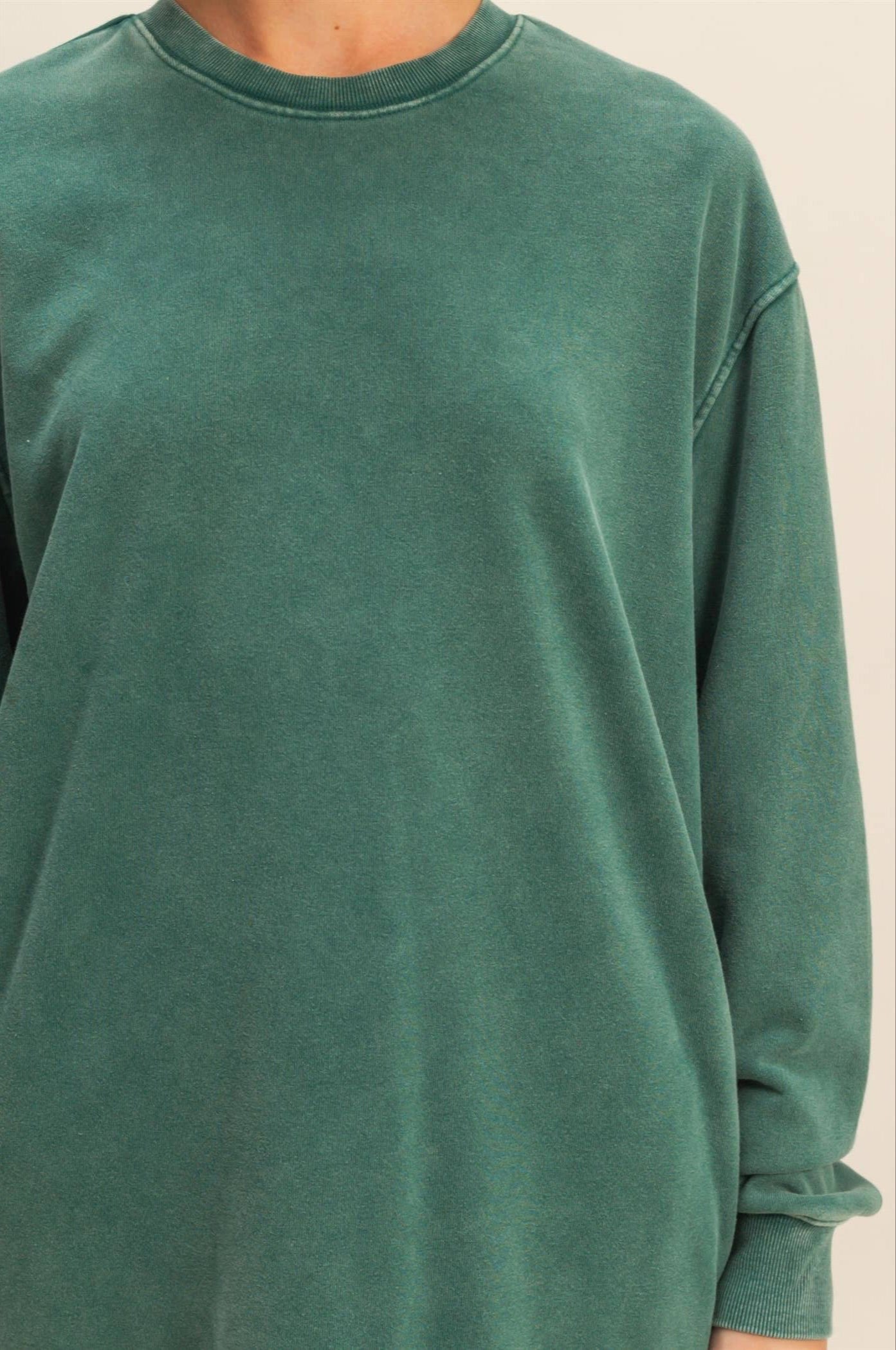 Mickie Mineral Washed Sweatshirt Dress ~ Dark Green