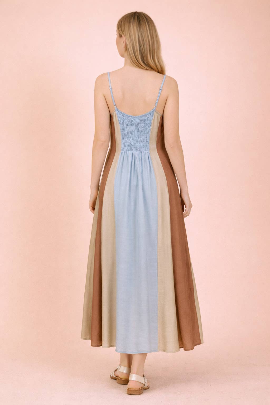 Catie Color Block Sleeveless Midi Dress ~ Sky
