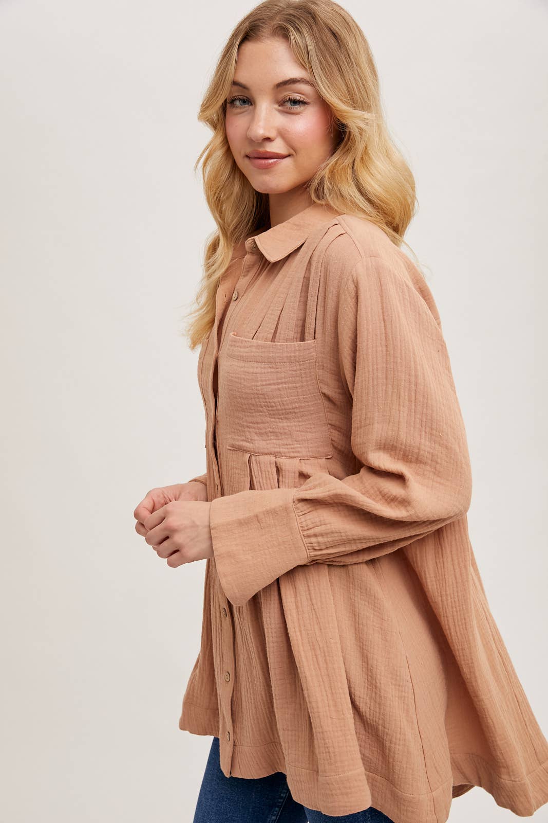 Bailey Button Down Shirt Dress ~ Light Clay