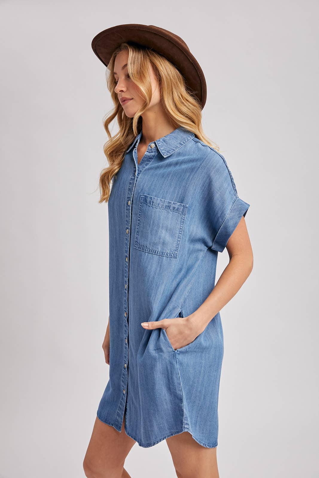 Everlee  Button Down Shirt Dress ~ Denim