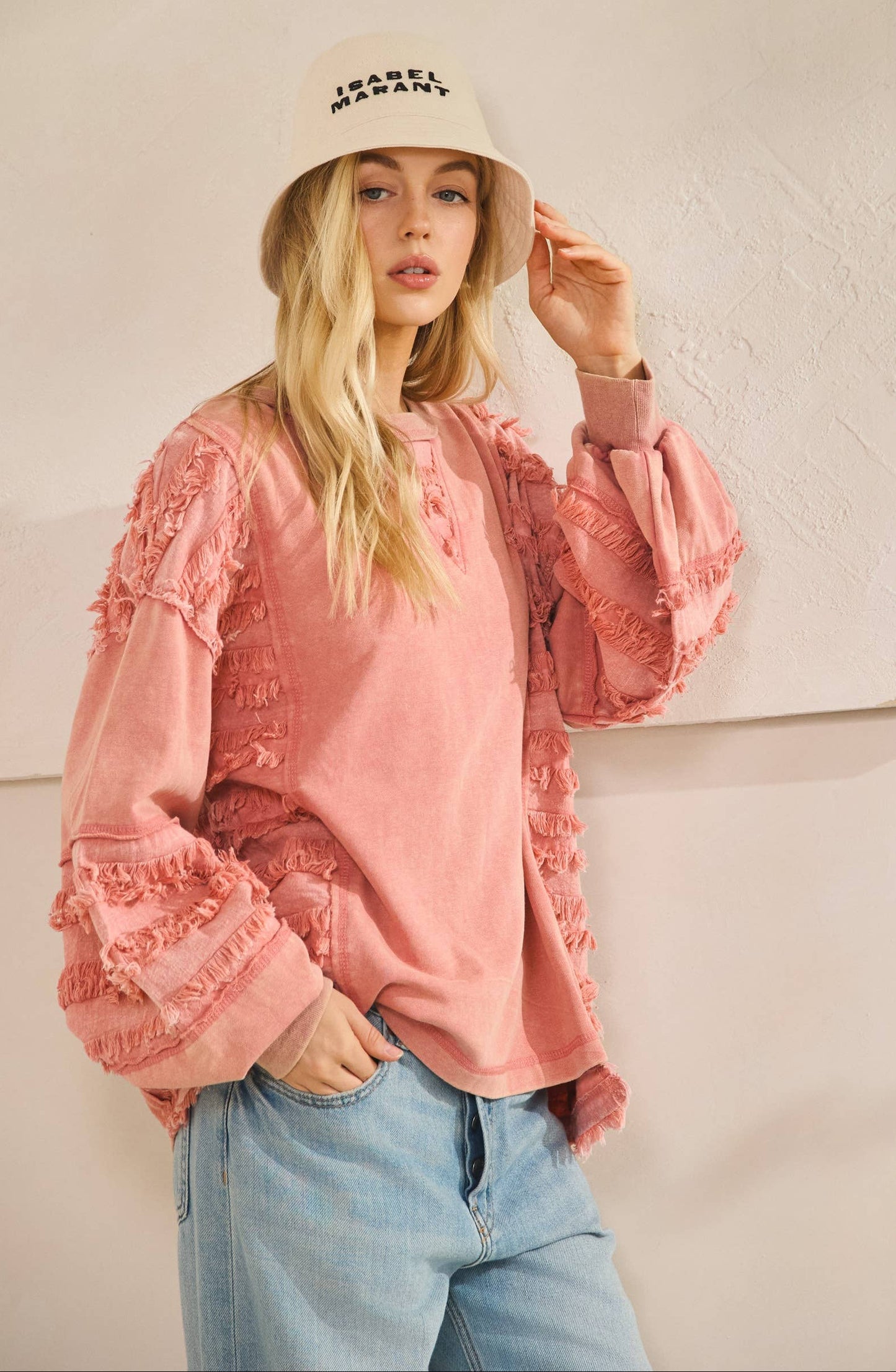 Presley Fringe Bloom Pullover ~ Mauve