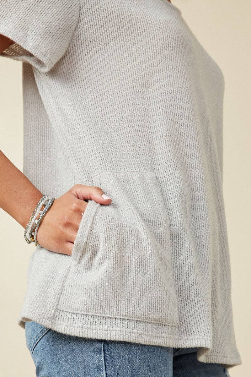 Waverly Waffle Knit  Dolman Top ~ Light Grey