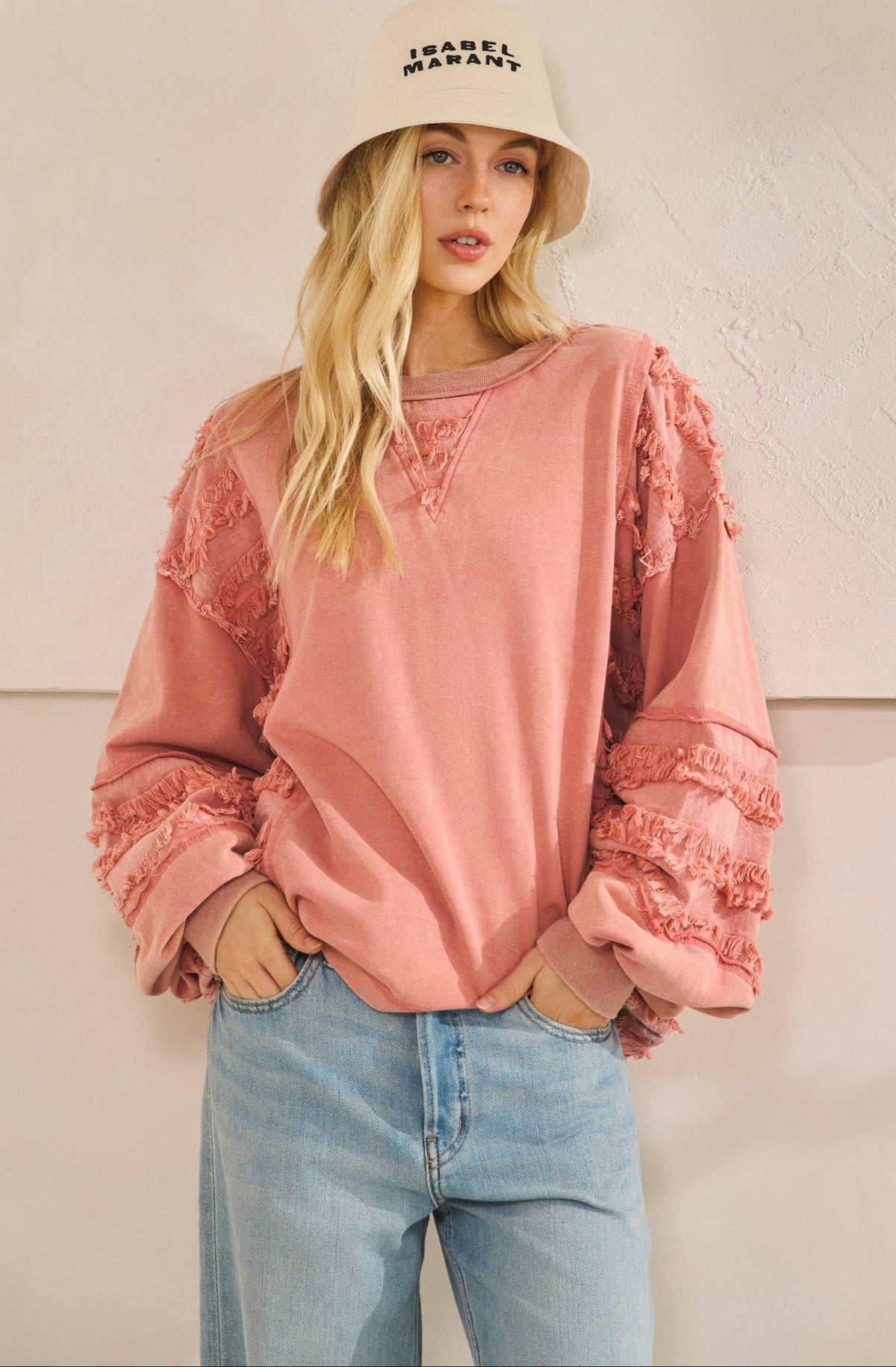 Presley Fringe Bloom Pullover ~ Mauve