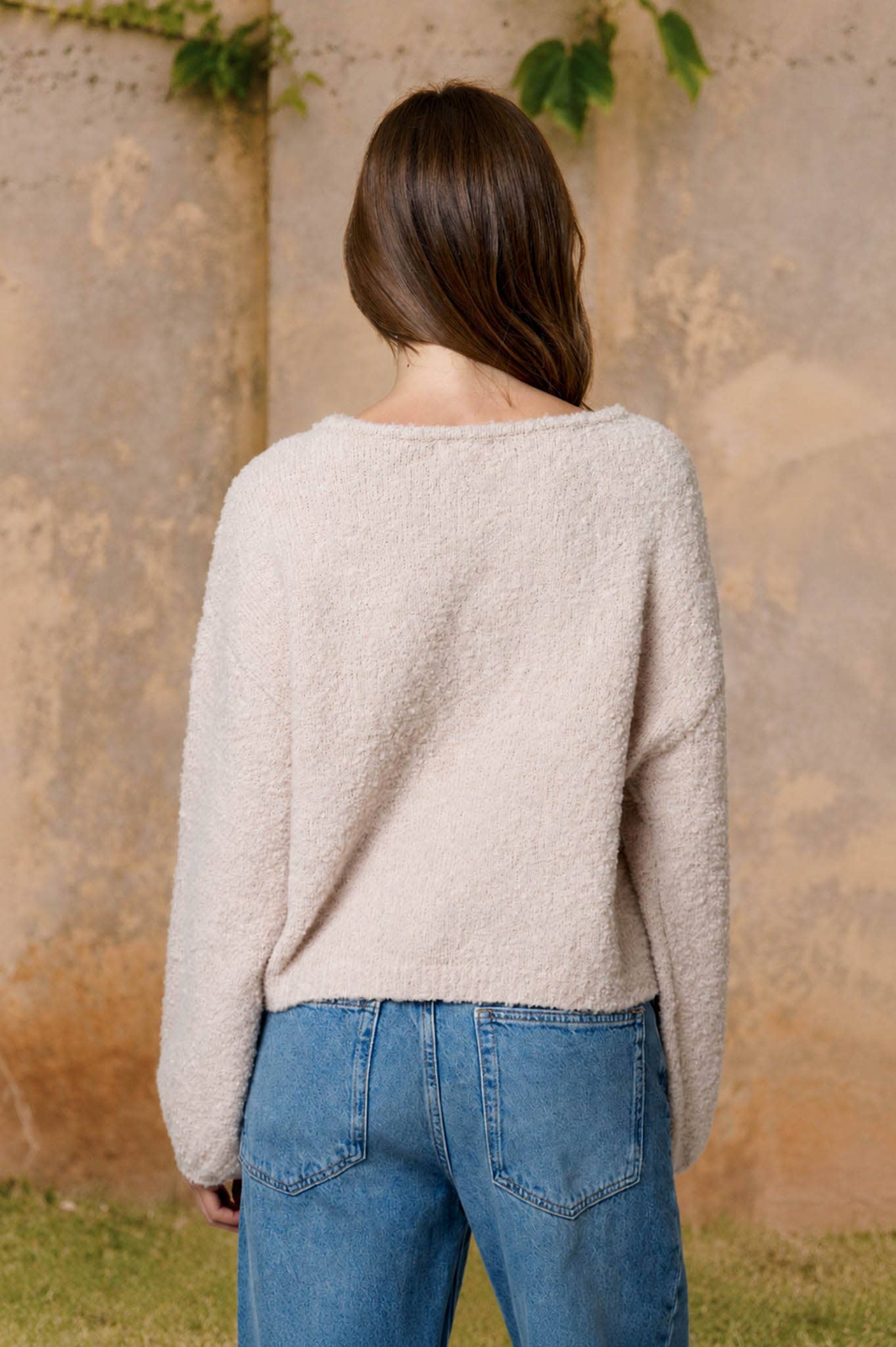Finley Fuzzy Knit Pullover Sweater ~ Natural